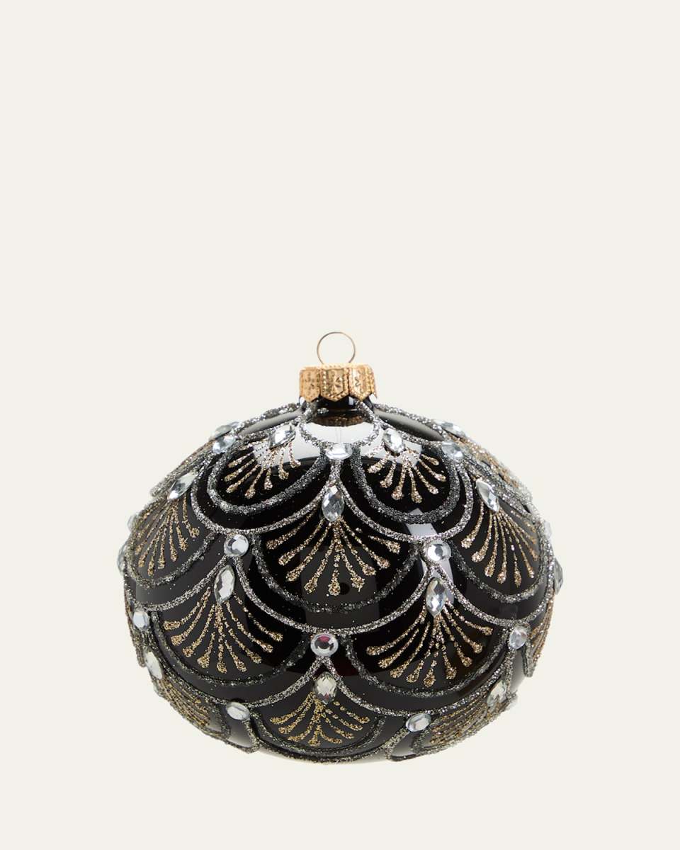 Black Flounce Ball Christmas Ornament